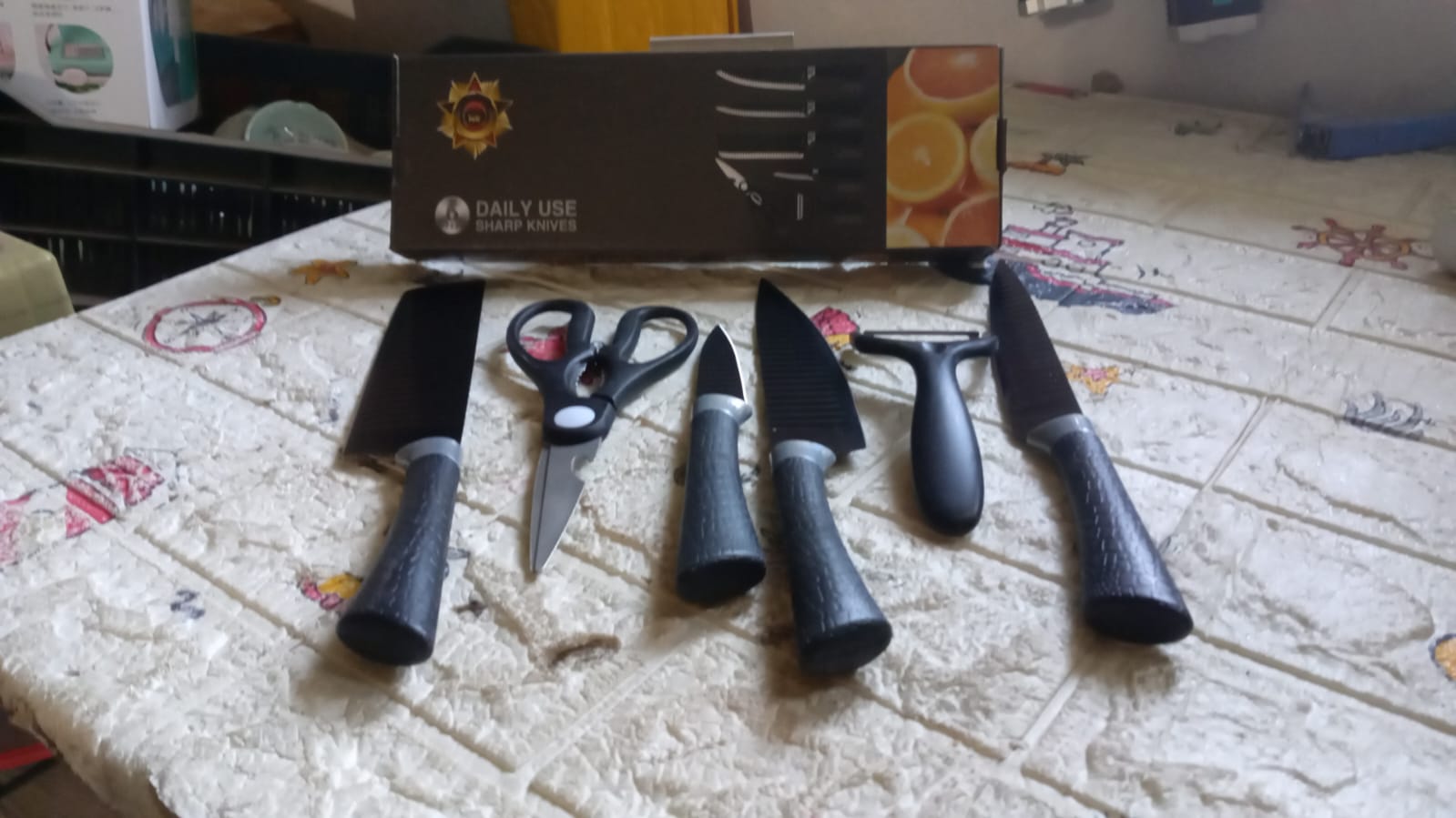 5629 6 Pieces Professional Kitchen Knife Set Meat Knife Chefs Knife With Non-slip Handle For Home Kitchen And Restaurant With Chef Peeler And Scissor (Stainless Steel  6 Pcs Set) 5629 6 Pieces Professional Kitchen Knife Set Meat Knife Chefs Knife With Non-slip Handle For Home Kitchen And Restaurant With Chef Peeler And Scissor (Stainless Steel  6 Pcs Set)